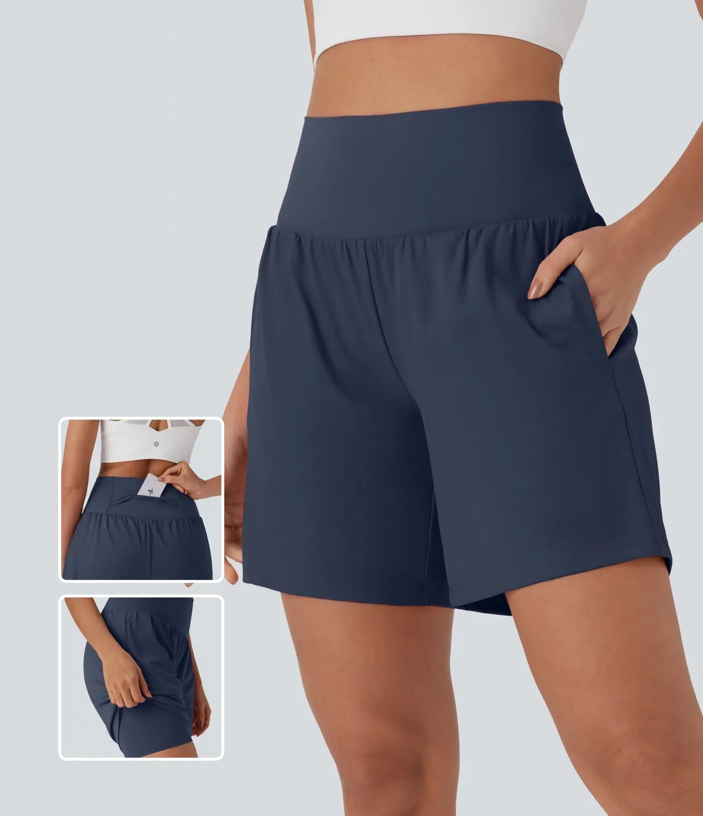Halara SoftlyZero™ Airy Super High Waisted 2-in-1 Cool Touch Yoga Shorts 7" with Pockets