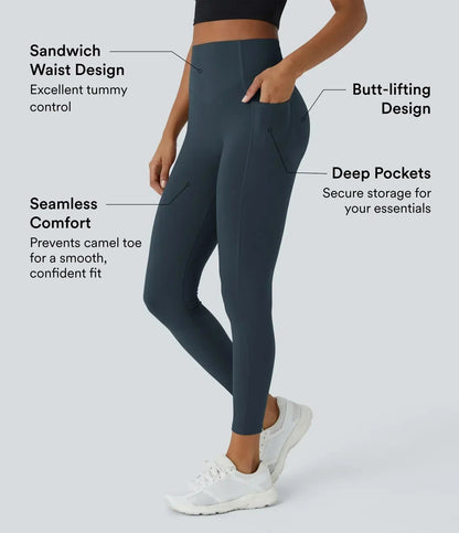 Halara UltraSculpt™ Butt-Lifting Tummy-Control Leggings — High-Waisted Scrunch with Pockets