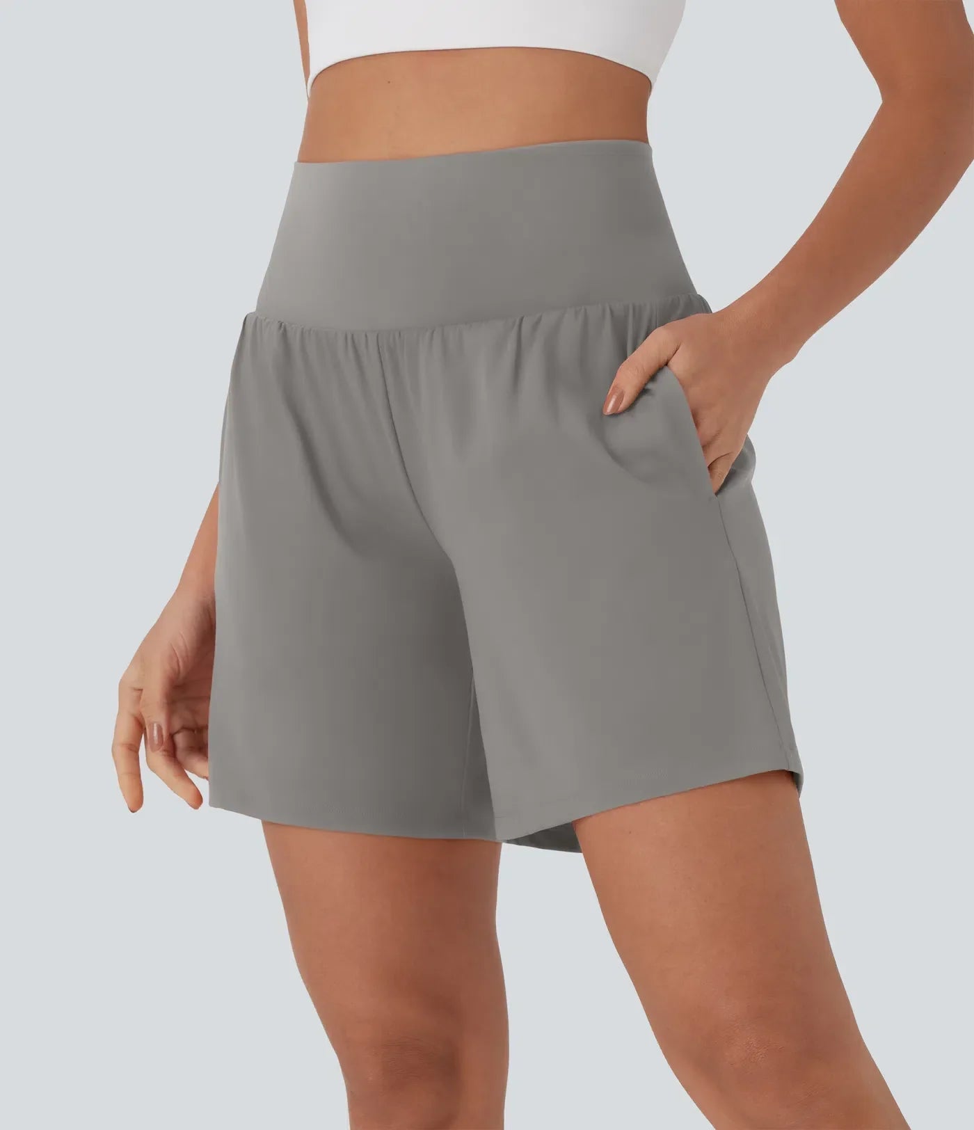 Halara SoftlyZero™ Airy Super High Waisted 2-in-1 Cool Touch Yoga Shorts 7" with Pockets