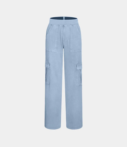 Mid Rise Pockets Straight Leg Casual Cargo Jeans